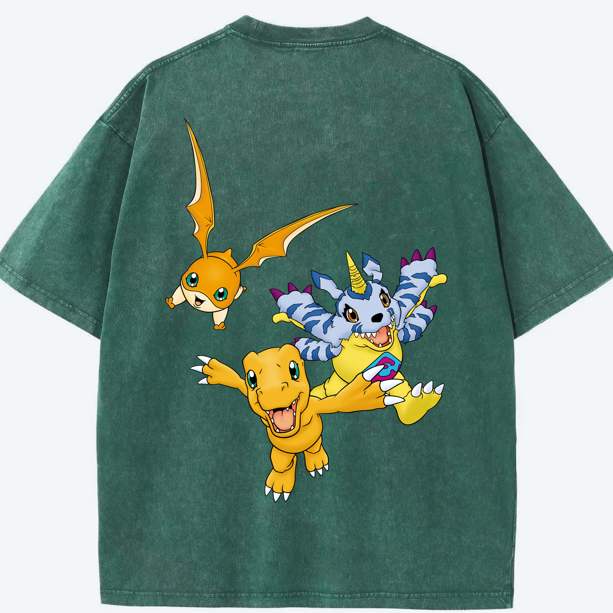 （画像用） Digimon デジタルモンスター/デジモン 綿100% ヴィンテージ風 半袖Tシャツ（背面プリント）